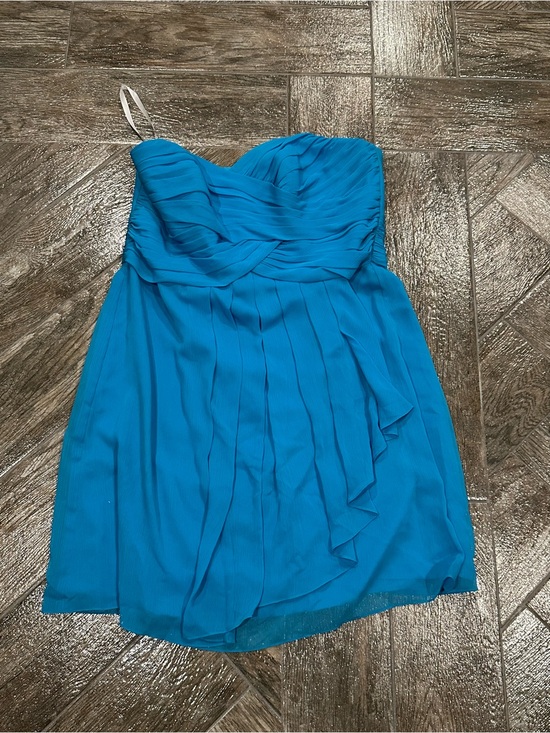 David's Bridal Dresses & Skirts - David's Bridal Strapless Malibu Blue Dress with Pleated Bodice